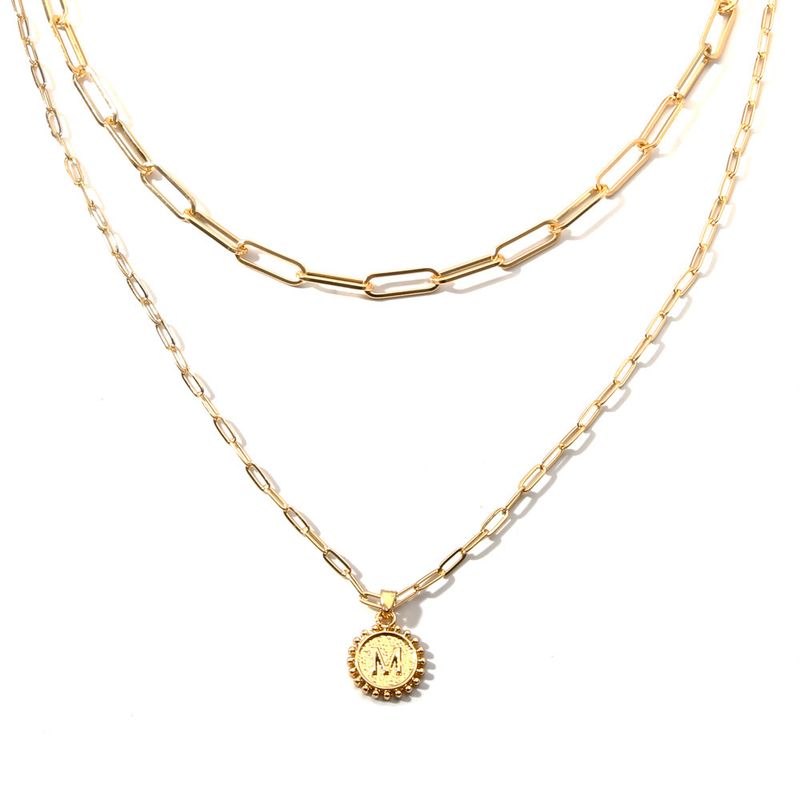 New Fashion Simple Chain Multi-layer Round Coin Love Pendant Necklace