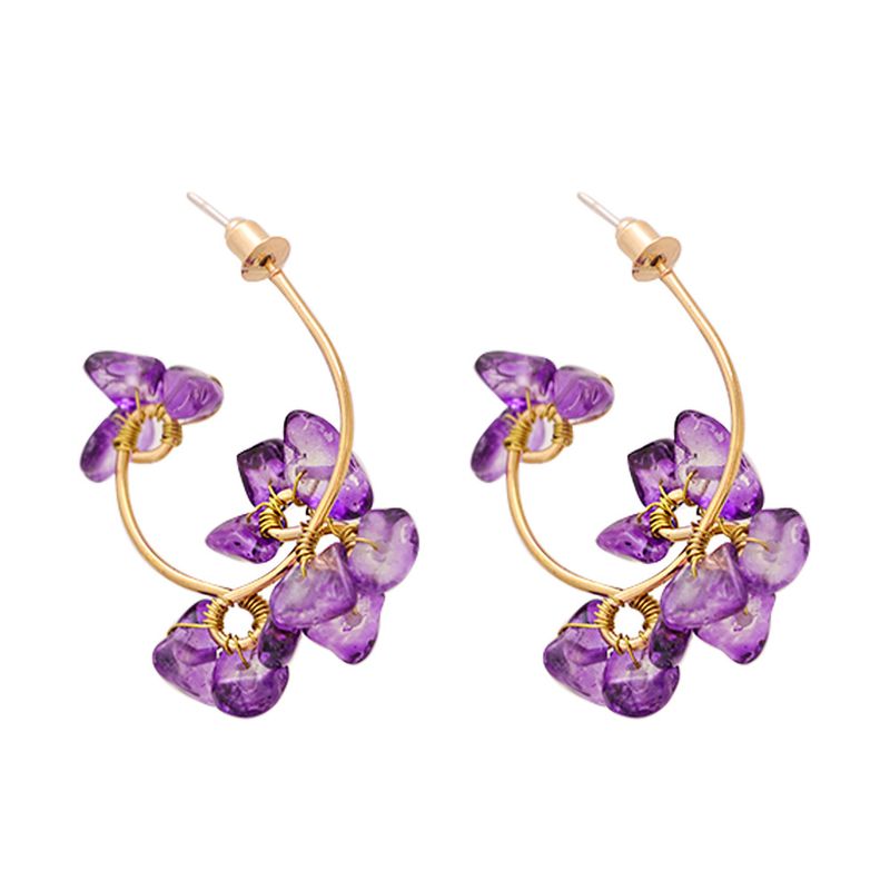 Fashion Stone Flower Geometric Resin Earrings Wholesale