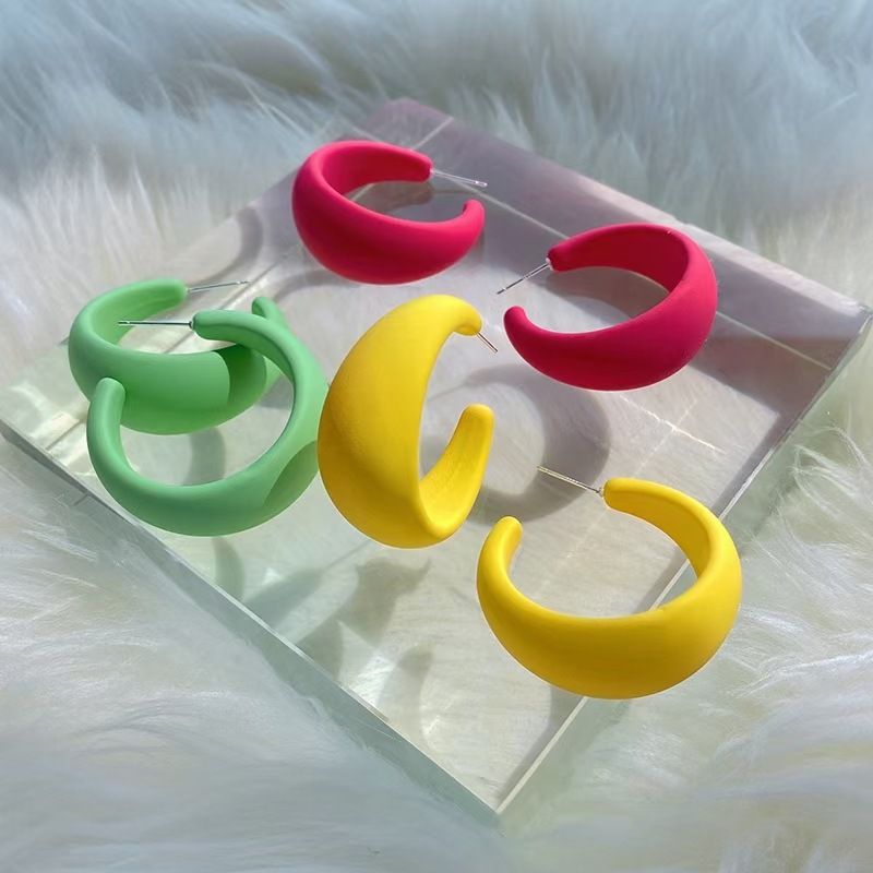 Korea Cute Candy Color C-shaped Earring Wholesale