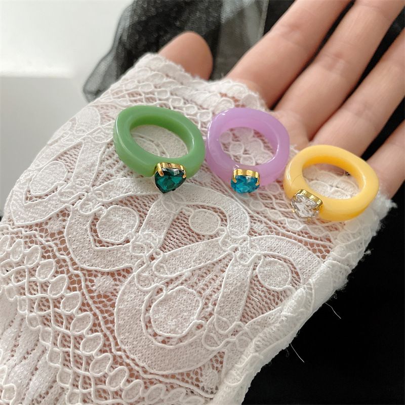 Vente En Gros Bague Acrylique Transparente Couleur Bonbon Coréen