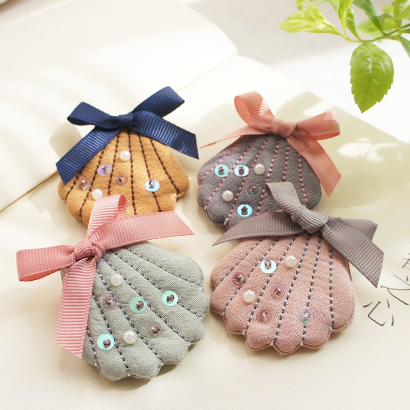 Korea Children’s Cotton Linen Beads Scallops Cute Hair Clip