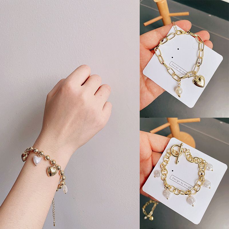Koreanischer Stil Herz Gold Perle Armband Großhandel