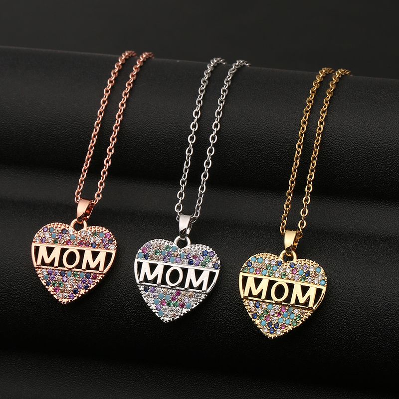 Fashion Heart-shape Copper Inlaid Zircon Necklace Wholesale