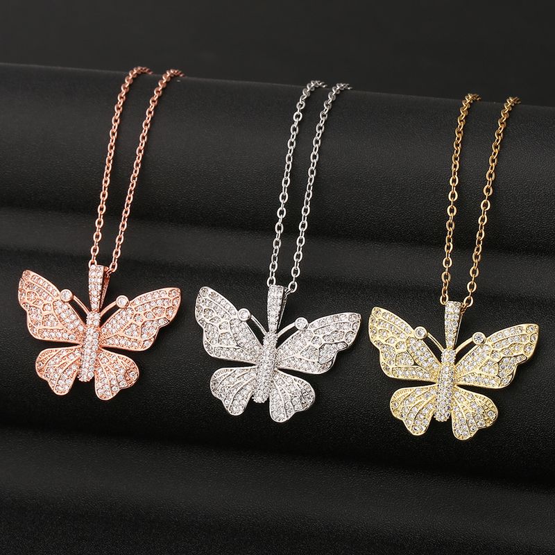 Collier De Zircon Incrusté De Cuivre À La Mode Papillon En Gros