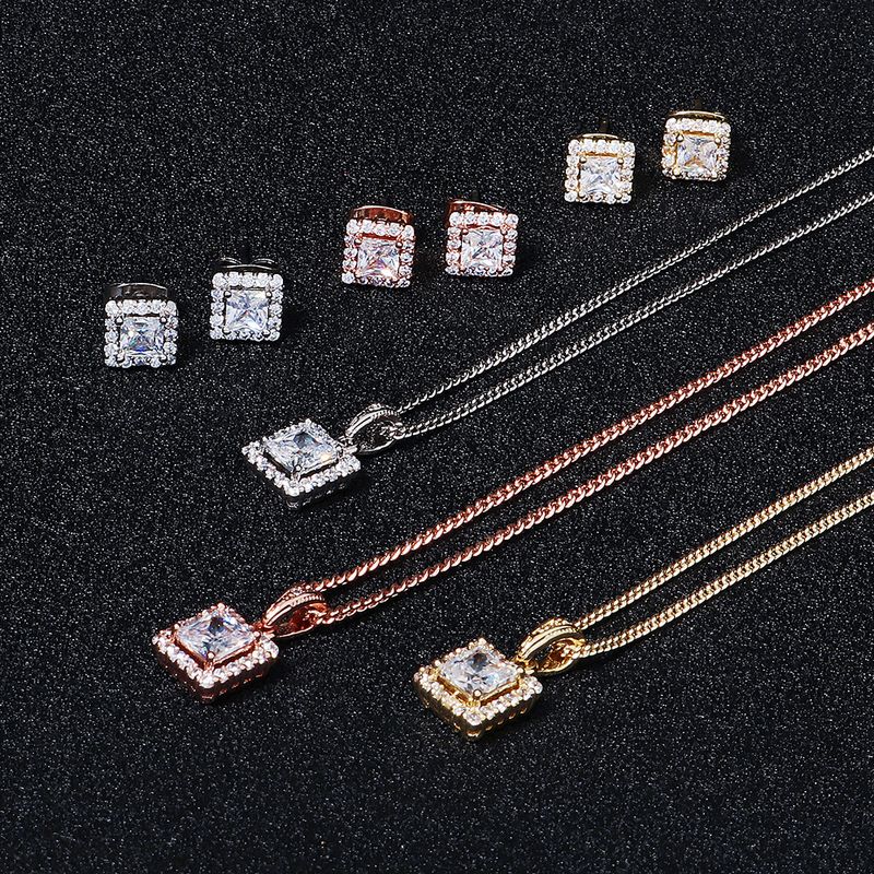 Retro Fashion New Style Square Zircon Simple Necklace