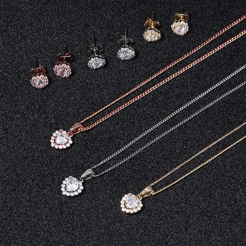 Retro Fashion Style Pendant Love Necklace Earrings Set
