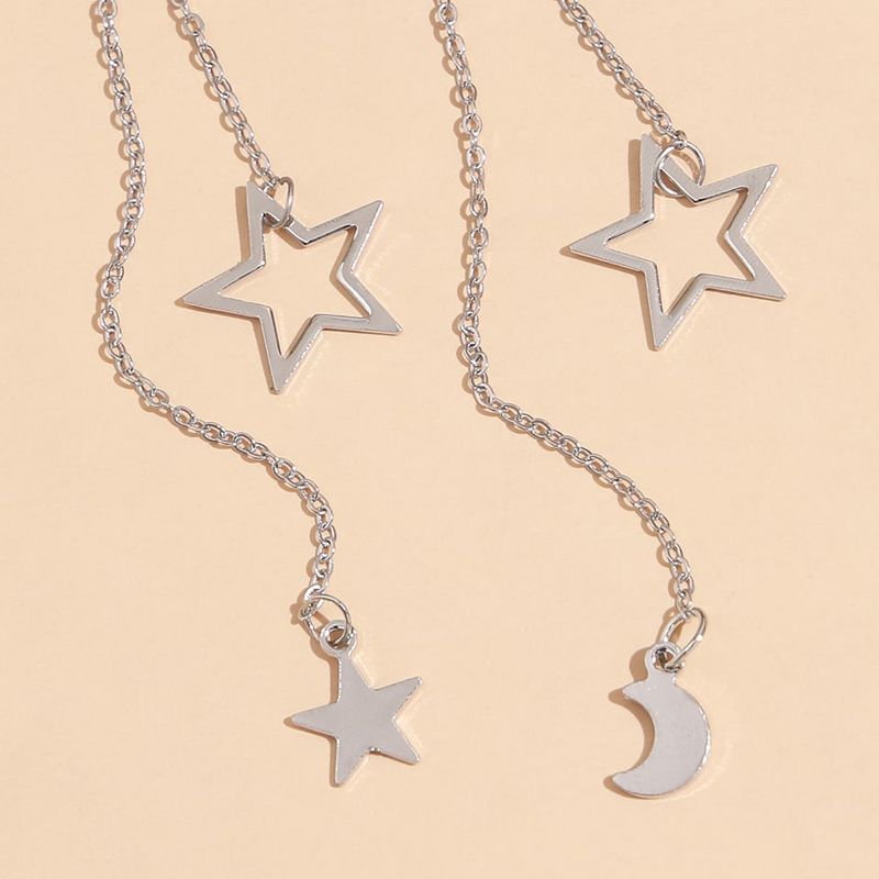 Simple Star Moon Long Chain Earrings