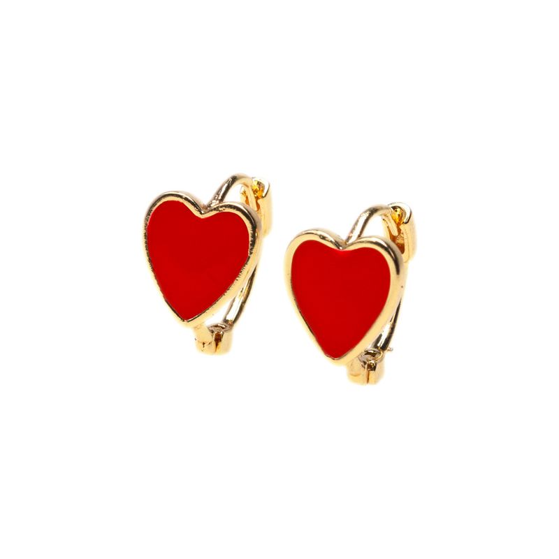 Fashion Dripping Oil Heart-shape Copper Earrings Wholesale