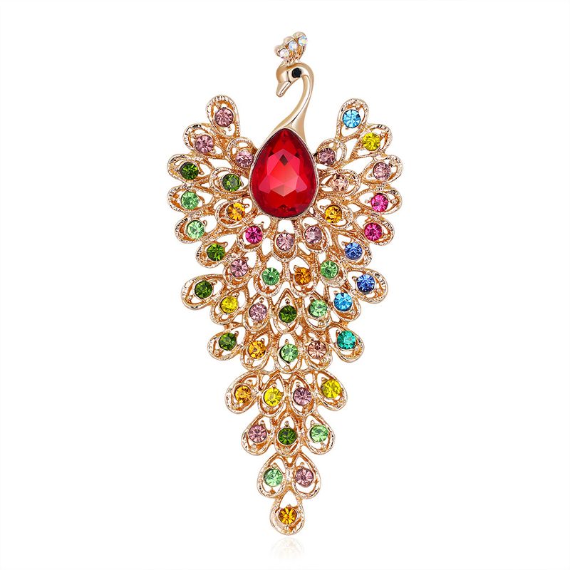 Fashion Peacock Color Rhinestone Glass Brooch