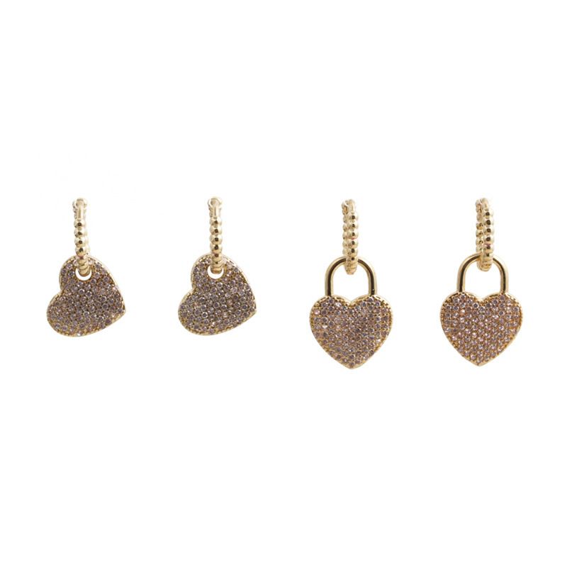 Fashion Copper Gold Peach Heart Stud Earrings