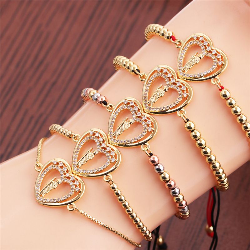 Ethnic Style Zircon Heart Shape Adjustable Bracelet