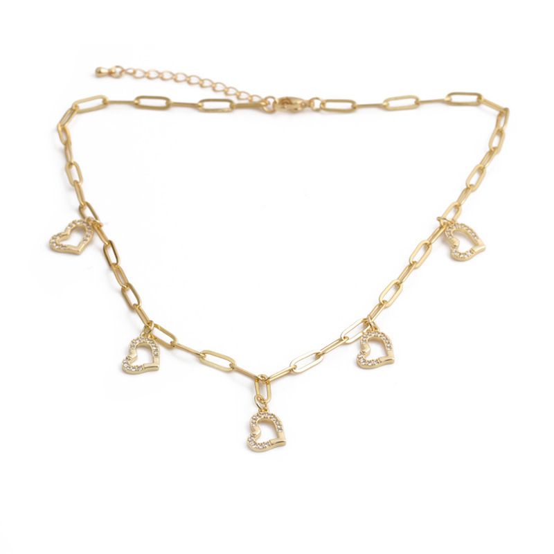 Mode Herzform Kupfer Eingelegte Zirkon Halskette Großhandel