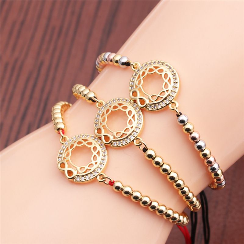 Ethnic Style Zircon Gold Infinity Geometric Adjustable Bracelet
