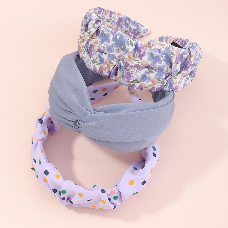 Korean Fashion Style New Polka-dot Sweet Floral Solid Color Hairband Set