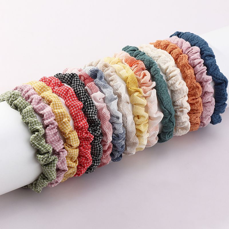 Korea Retro Simple Wave Dot Wild Chiffon Ball Hair Scrunchies Set