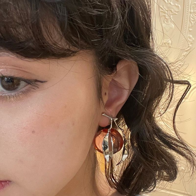 Sweet Candy Crystal Peach Cute Fruit Earrings
