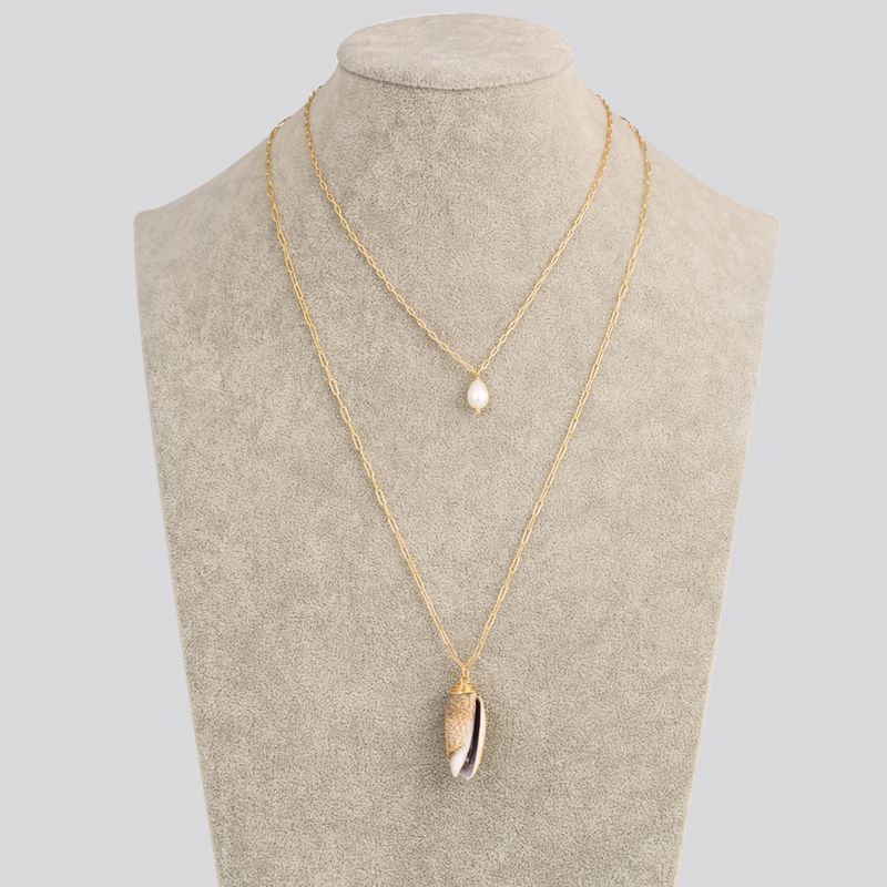Nouveau Collier Multicouche De Pendentif De Perles D&#39;eau Douce De Style De Mode