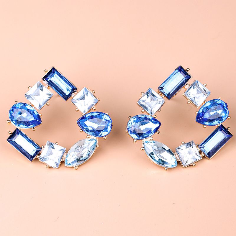 Pendientes Multicolores Con Diamantes Tachonados De Diamantes Simples Geométricos De Nuevo Estilo De Moda