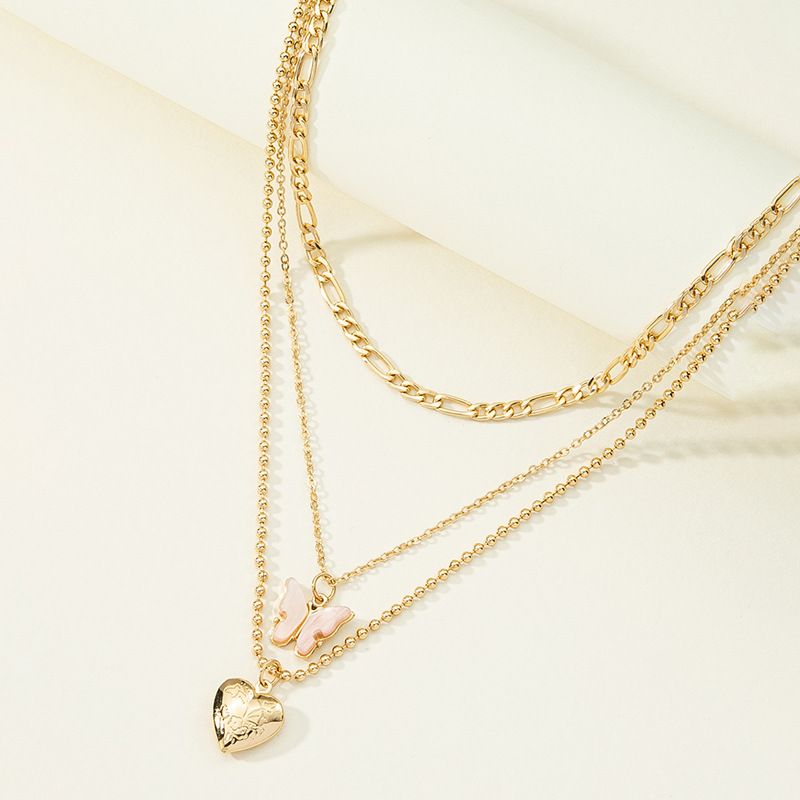 Fashion Acrylic Butterfly Heart-shape Alloy Necklace