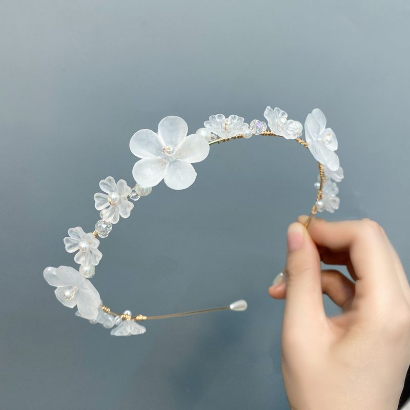 Diadema De Flores Blancas Sinuoso De Estilo Coreano Al Por Mayor