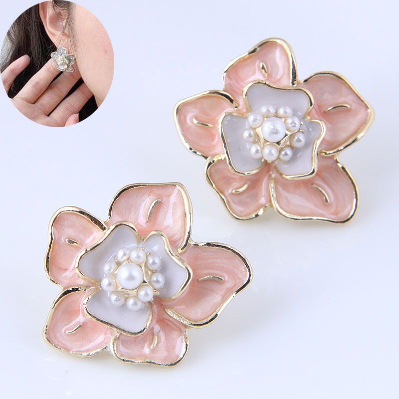 New Korean Style Fashion Metal Concise Flower Earrings