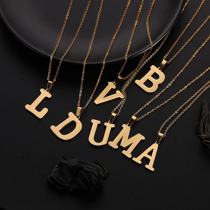 Stainless Steel 26 English Letters Pendant Necklace