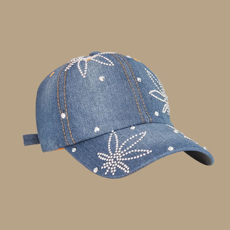 Casquette De Protection Solaire Coréenne En Denim Bleu Avec Écran Solaire À Large Bord