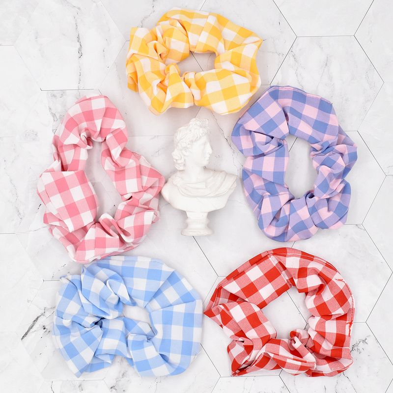 Retro Color Matching Plaid Fabric Hair Scrunchies