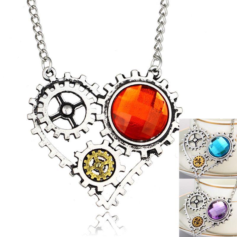 Punk Hip Hop Style Exaggerated Color Diamond Metal Necklace
