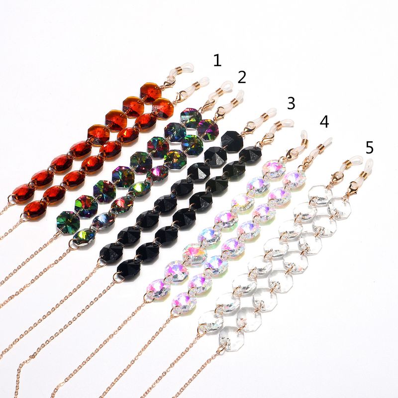Fashion Octagonal Crystal Multicolor Glasses Chain