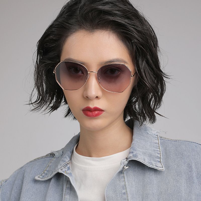 Fashion Simple Style Polygon Hollow Polarized Sunglasses