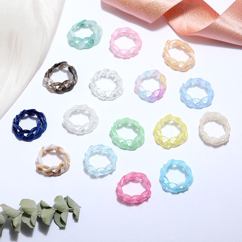 Korean Fashion Style Jelly Color Chain Ring Set