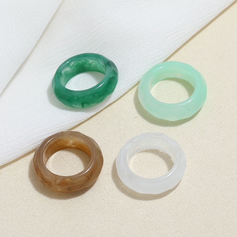 Korea Creative Geometric Candy Color Acrylic Resin Ring Set