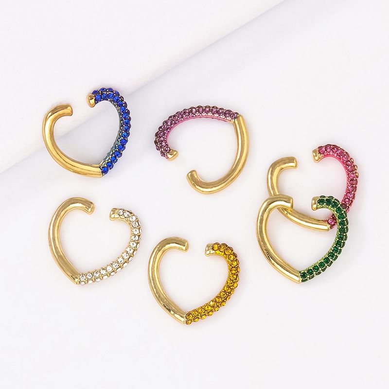 Simple Single Rectangular Heart Multicolor Ear Clip