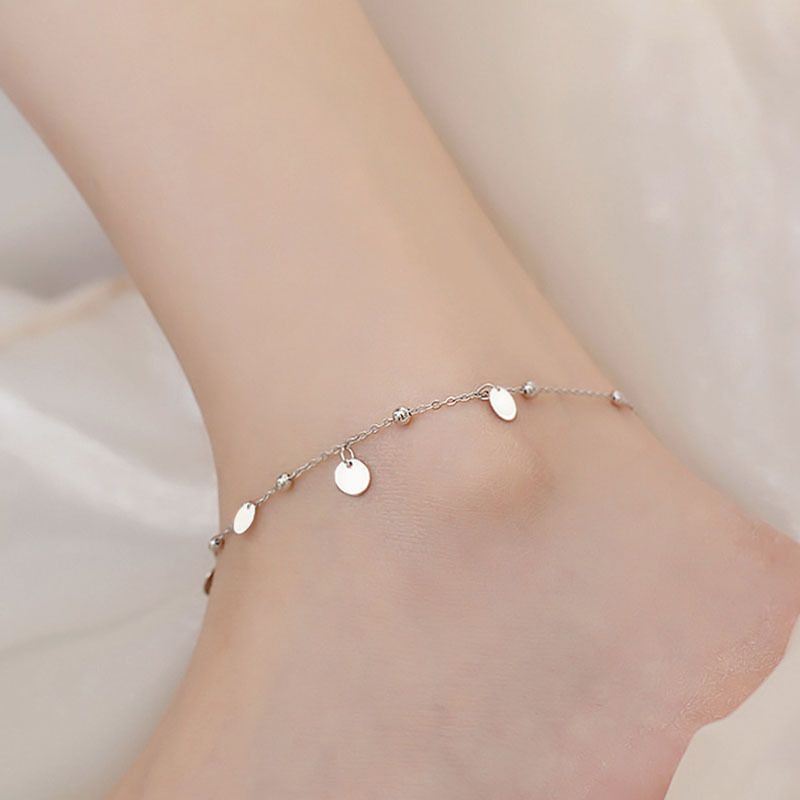 Fashion 925 Sterling Silver Geometric Disc Anklet Wholesale