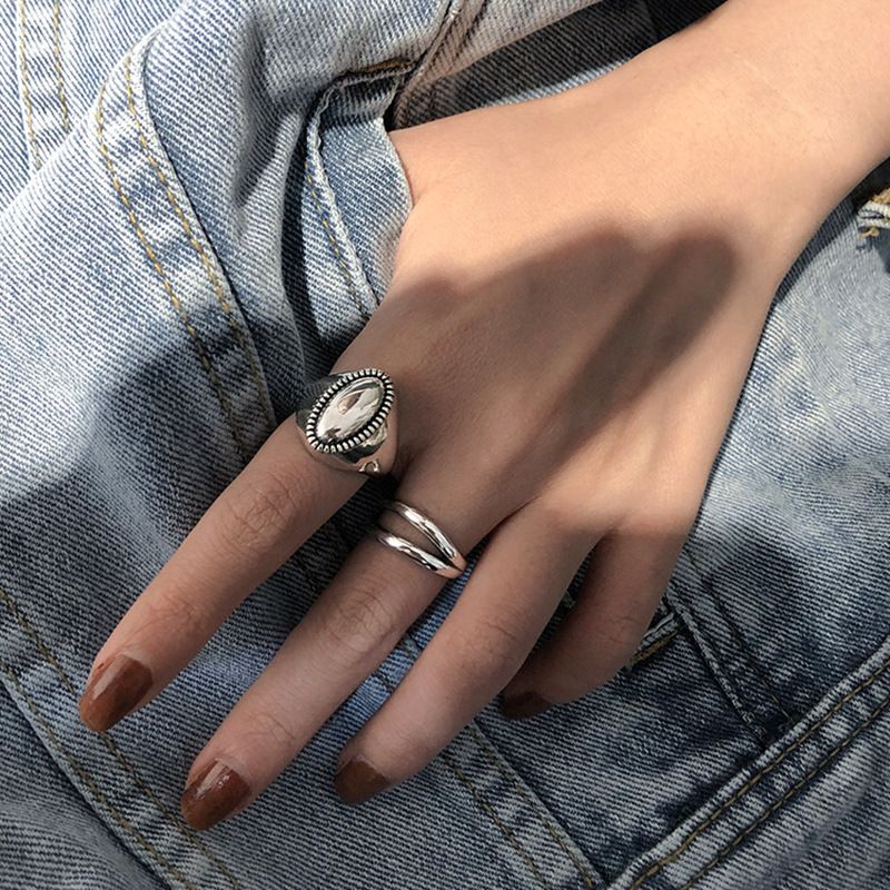 Vente En Gros Bague Ouverte Géométrique Simple En Argent Sterling 925