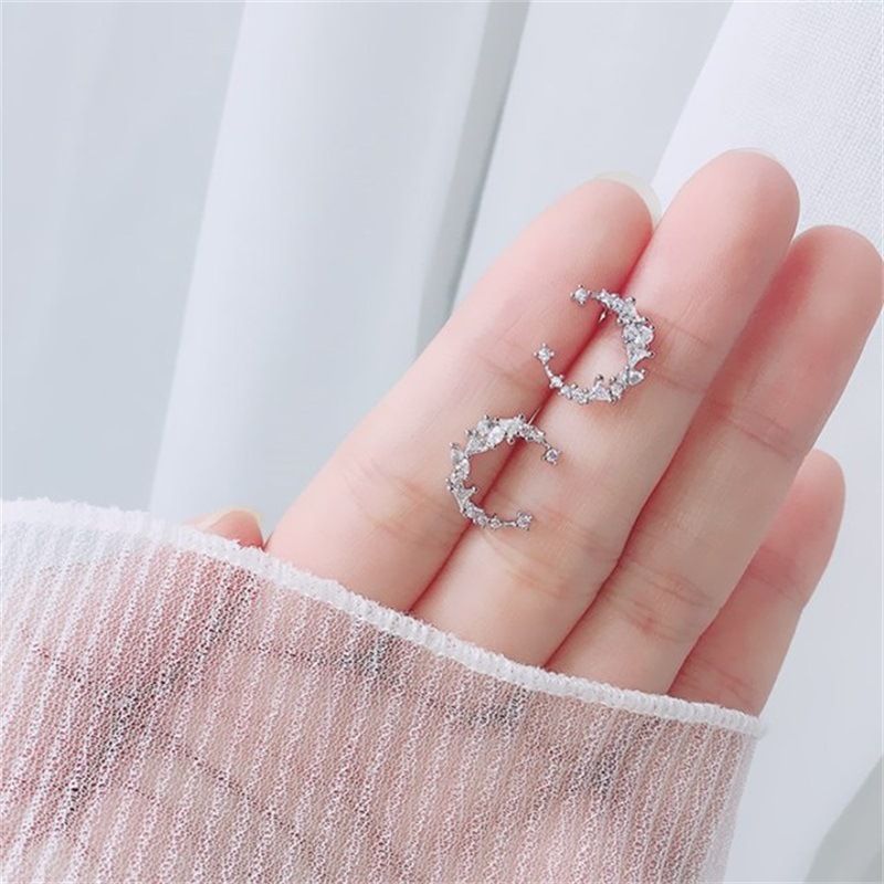 Korean Style Moon Silver Earrings Wholesale