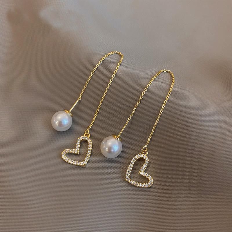 Elegant Lady Heart Shape Alloy Plating Inlay Artificial Gemstones Women's Drop Earrings