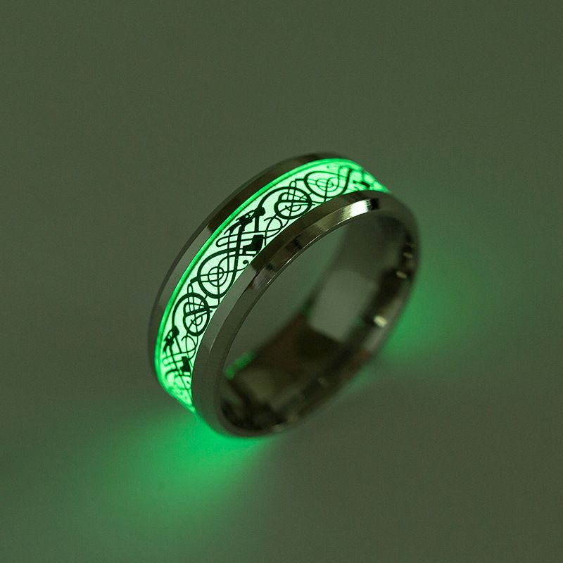 Fashion Luminous Dragon Pattern Stainless Steel Ring Wholesale