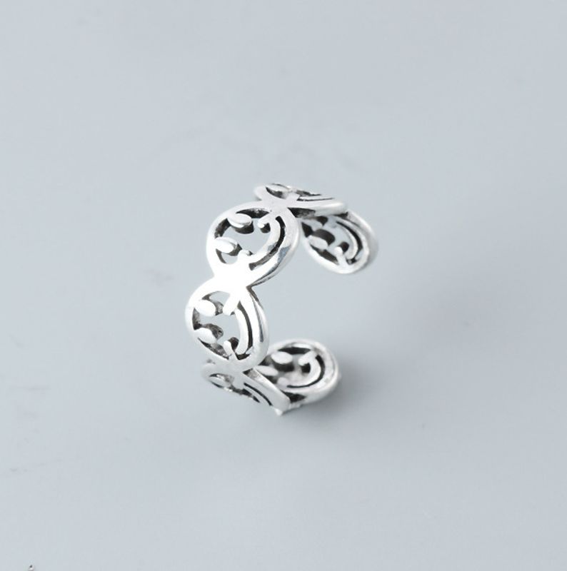 Fashion S925 Sterling Silver Hollow Smiley Face Ring