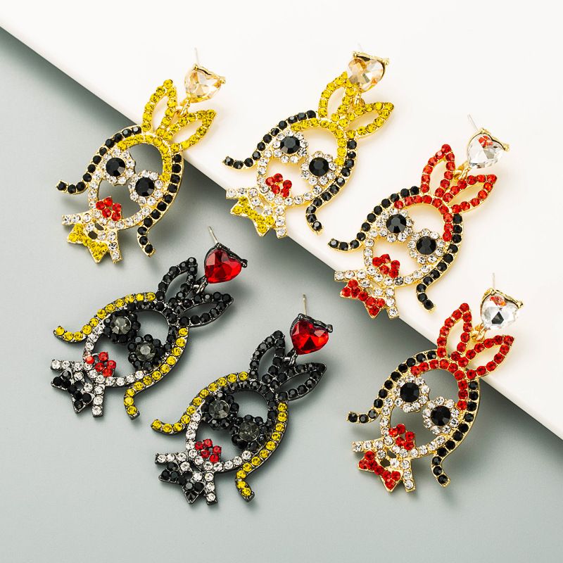 Cartoon Character Little Girl Styling Alloy Inlaid Color Rhinestones Earrings