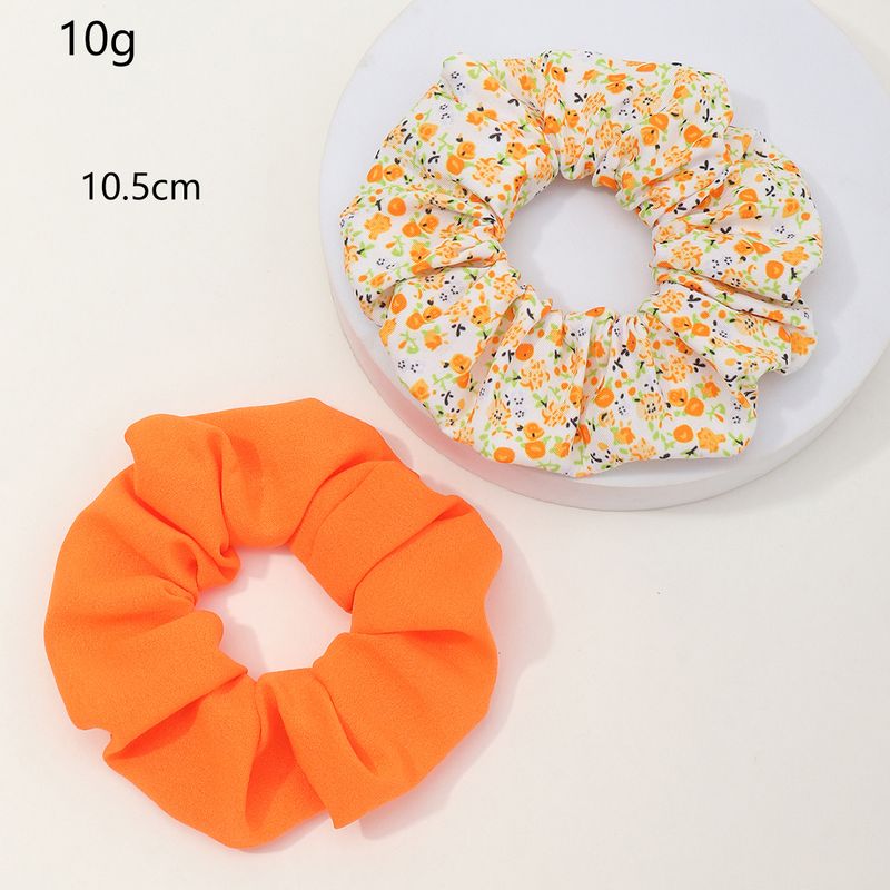 New Flower Korean French Retro Solid Color Hair Scrunchies Set
