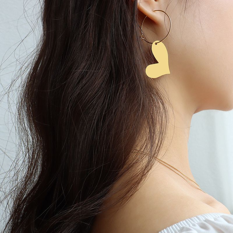 Mode Herzförmige Titan Stahl Ohrringe