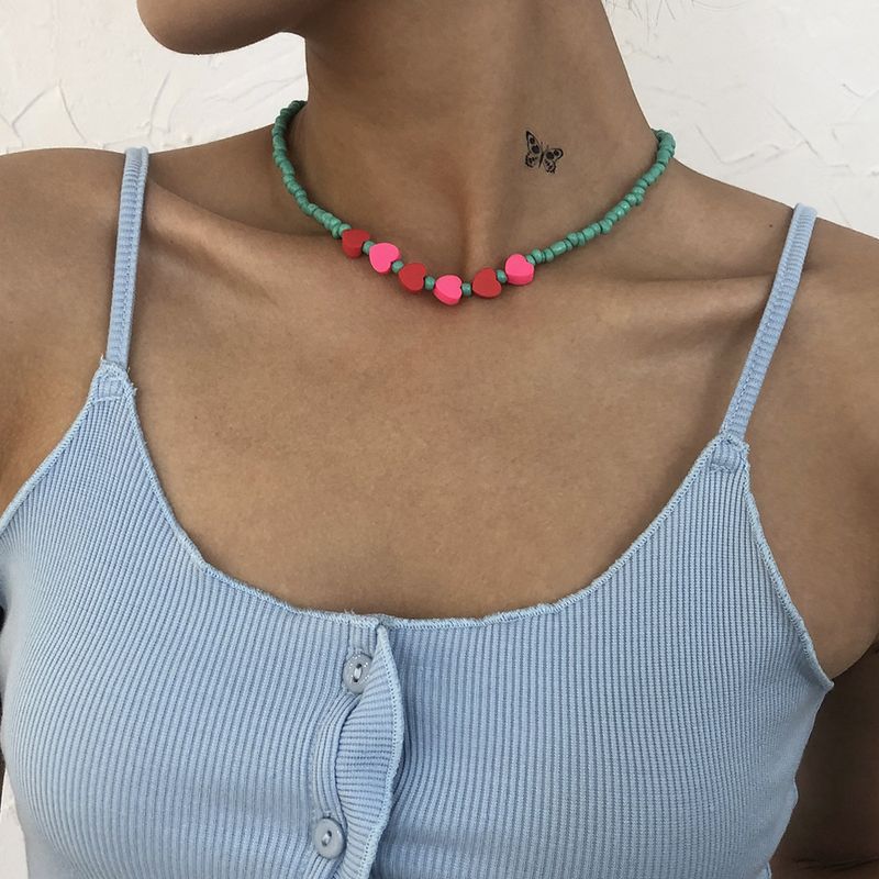 Collar De Cadena De Cuentas De Corazón Bohemio Al Por Mayor