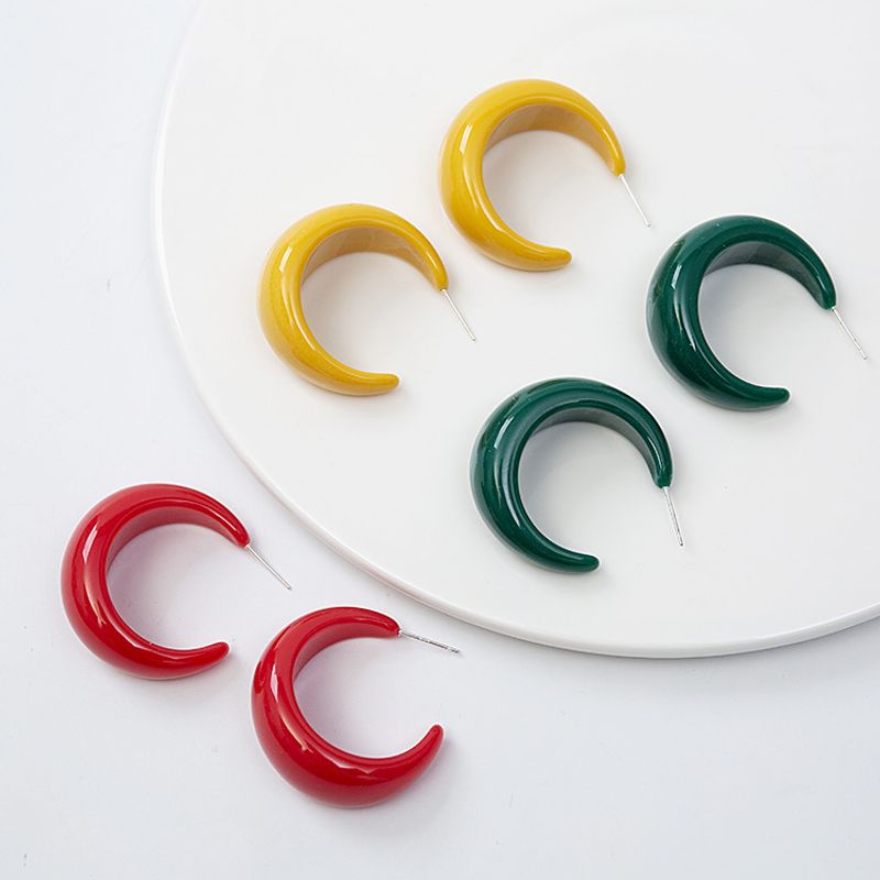 Acrylic Glossy Resin Geometric Round Earrings Acetate Earrings Women
