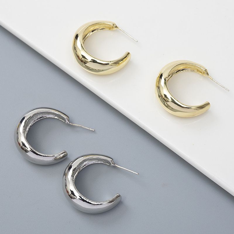 Korea Metal Geometric Hoop Earrings