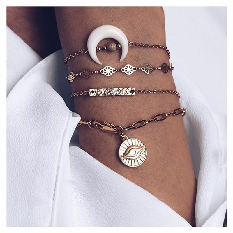 Korean Style Simple Crescent Pendant Bracelet Combination 4-piece Sets