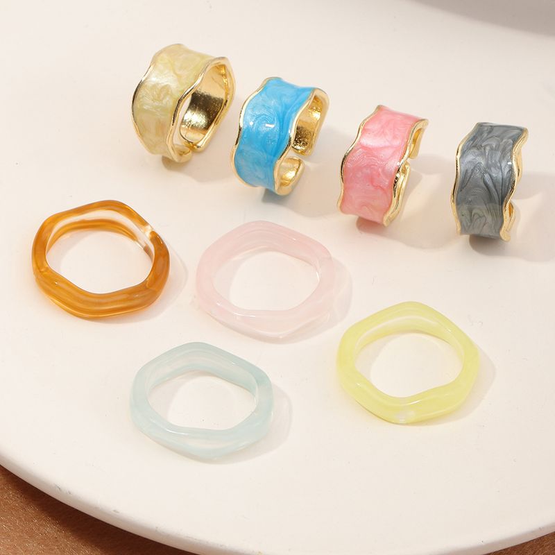 Retro Color Drip Irregular Enamel Resin Ring Wholesale