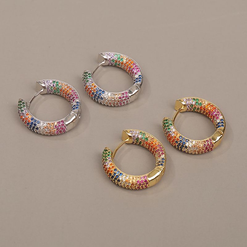 New Fashion Copper Micro-inlaid Color Full Zircon Earrings