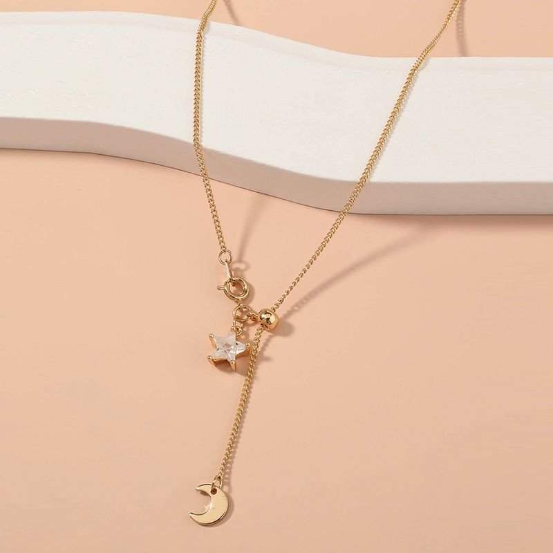 Fashion Star And Moon Long Pendent Necklace Wholesale